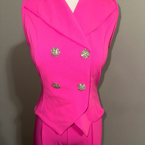 Fashion Nova Pink Vest Matching Pants Set - Picture 4 of 5
